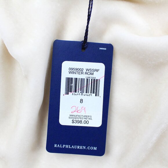 RALPH LAUREN Ivory Silk Velvet Bias Cowl Off Shoulder Draped Scarf Top NWT SZ 8 - Picture 9 of 11